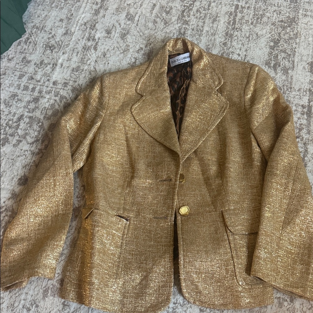 Dolce & Gabbana Gold and Leopard Print Jacket